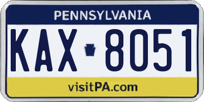 PA license plate KAX8051