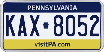 PA license plate KAX8052