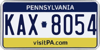 PA license plate KAX8054