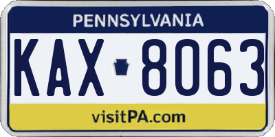 PA license plate KAX8063