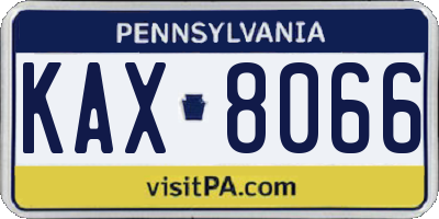 PA license plate KAX8066