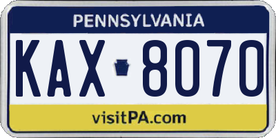 PA license plate KAX8070