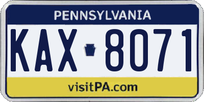 PA license plate KAX8071