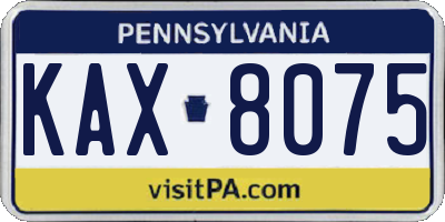 PA license plate KAX8075