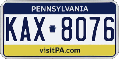 PA license plate KAX8076