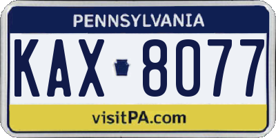 PA license plate KAX8077