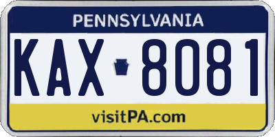 PA license plate KAX8081