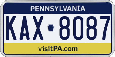 PA license plate KAX8087
