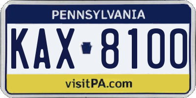 PA license plate KAX8100