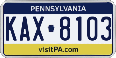 PA license plate KAX8103