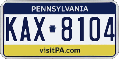 PA license plate KAX8104