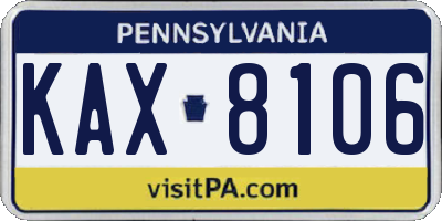 PA license plate KAX8106