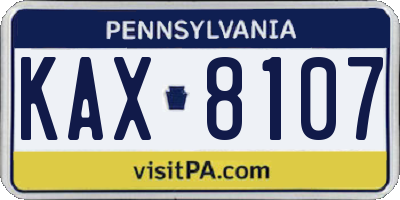 PA license plate KAX8107