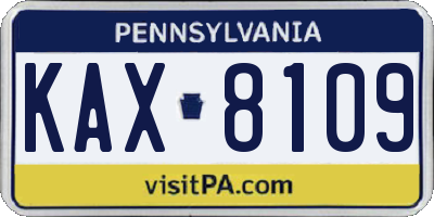 PA license plate KAX8109