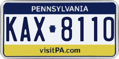 PA license plate KAX8110