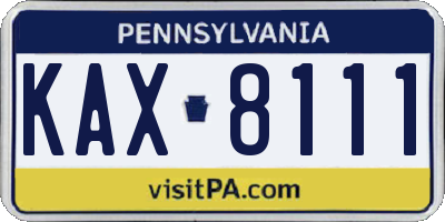 PA license plate KAX8111