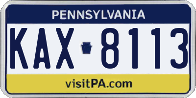 PA license plate KAX8113