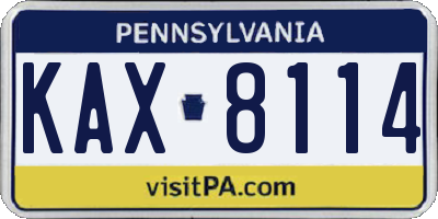 PA license plate KAX8114