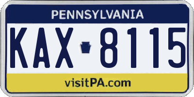 PA license plate KAX8115