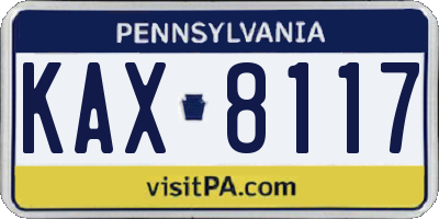 PA license plate KAX8117
