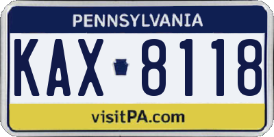 PA license plate KAX8118