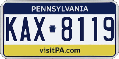 PA license plate KAX8119