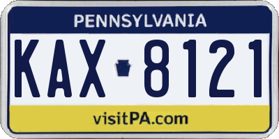 PA license plate KAX8121