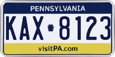 PA license plate KAX8123