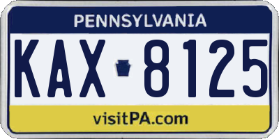 PA license plate KAX8125
