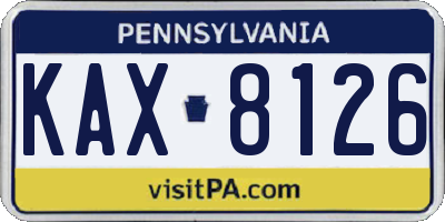 PA license plate KAX8126