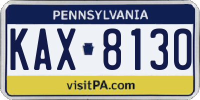 PA license plate KAX8130