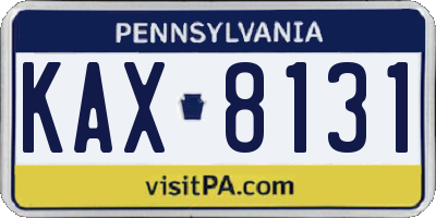 PA license plate KAX8131