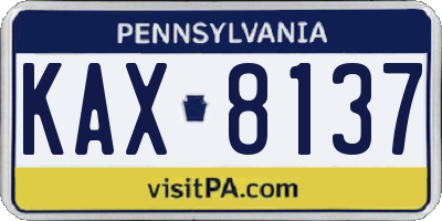 PA license plate KAX8137