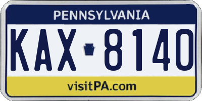 PA license plate KAX8140