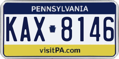 PA license plate KAX8146