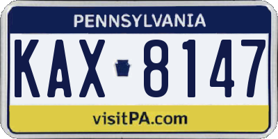 PA license plate KAX8147