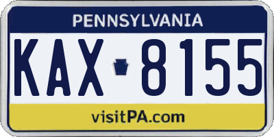 PA license plate KAX8155