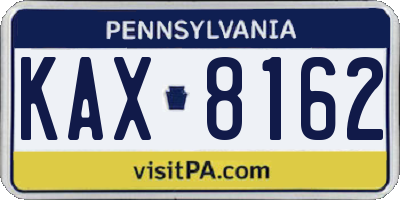 PA license plate KAX8162