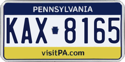 PA license plate KAX8165