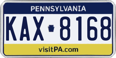 PA license plate KAX8168