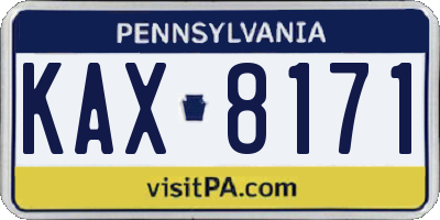 PA license plate KAX8171