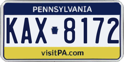 PA license plate KAX8172