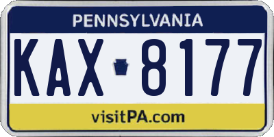 PA license plate KAX8177