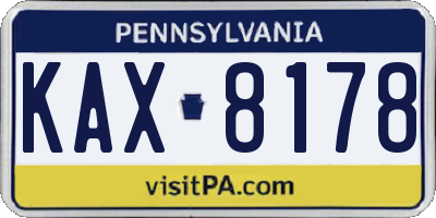 PA license plate KAX8178