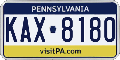 PA license plate KAX8180