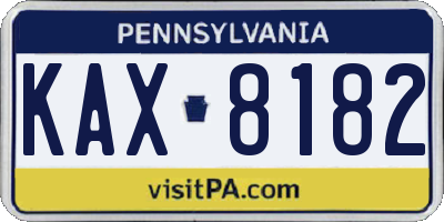 PA license plate KAX8182
