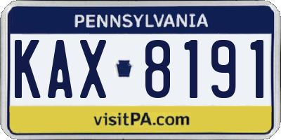 PA license plate KAX8191