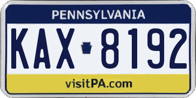 PA license plate KAX8192