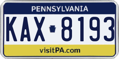 PA license plate KAX8193