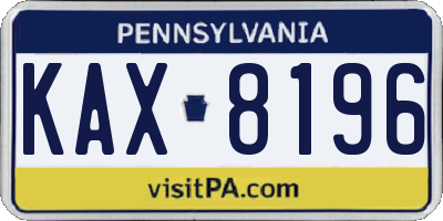PA license plate KAX8196